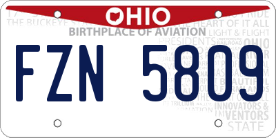 OH license plate FZN5809