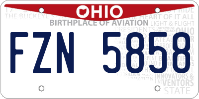 OH license plate FZN5858