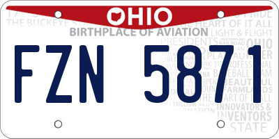 OH license plate FZN5871