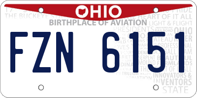 OH license plate FZN6151
