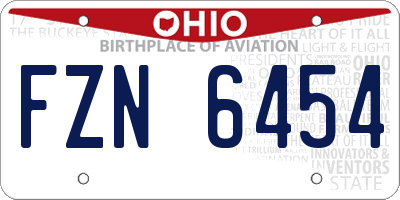 OH license plate FZN6454