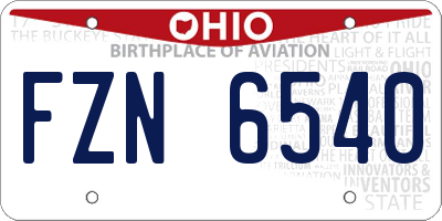 OH license plate FZN6540