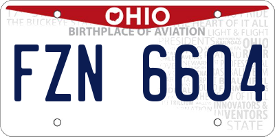 OH license plate FZN6604