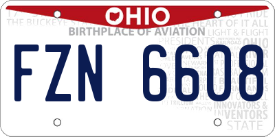 OH license plate FZN6608