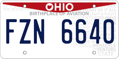 OH license plate FZN6640
