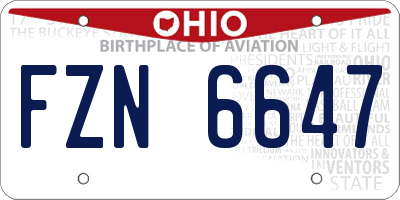 OH license plate FZN6647