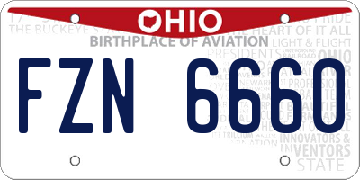 OH license plate FZN6660