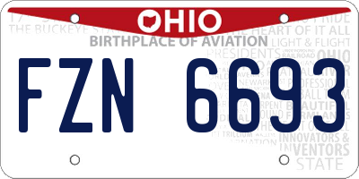 OH license plate FZN6693