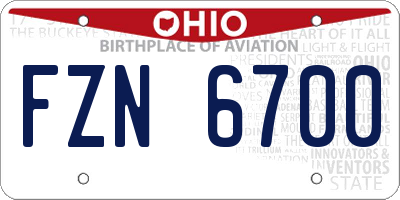 OH license plate FZN6700