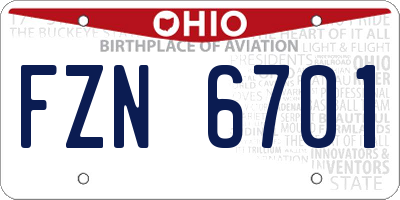 OH license plate FZN6701