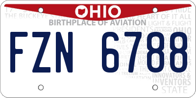 OH license plate FZN6788