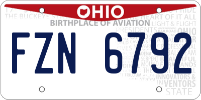 OH license plate FZN6792