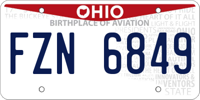 OH license plate FZN6849