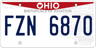 OH license plate FZN6870