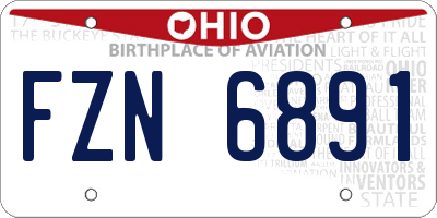 OH license plate FZN6891