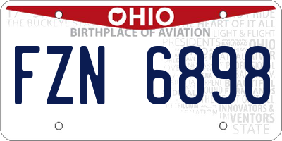 OH license plate FZN6898