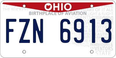 OH license plate FZN6913