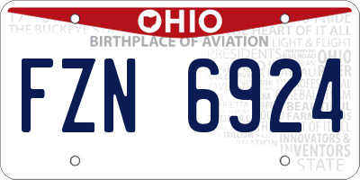 OH license plate FZN6924