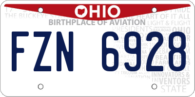 OH license plate FZN6928