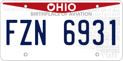 OH license plate FZN6931