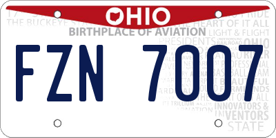 OH license plate FZN7007