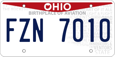 OH license plate FZN7010
