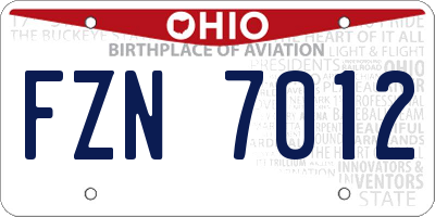 OH license plate FZN7012