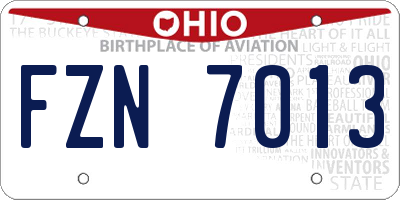 OH license plate FZN7013
