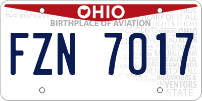 OH license plate FZN7017