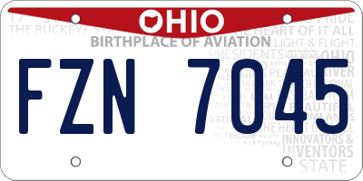 OH license plate FZN7045