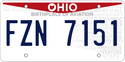 OH license plate FZN7151