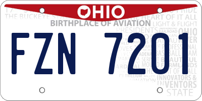 OH license plate FZN7201