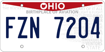 OH license plate FZN7204