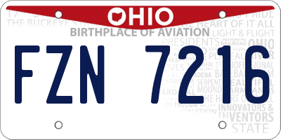 OH license plate FZN7216