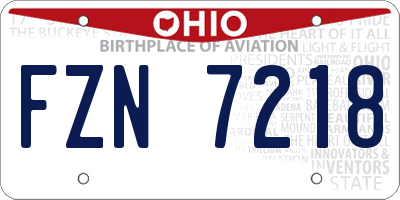 OH license plate FZN7218