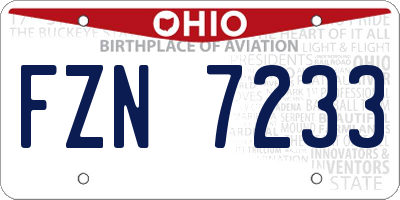 OH license plate FZN7233