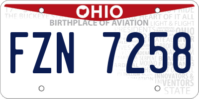 OH license plate FZN7258