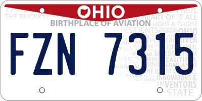 OH license plate FZN7315