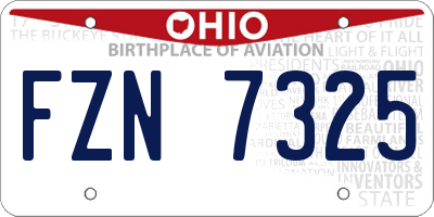 OH license plate FZN7325