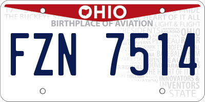 OH license plate FZN7514