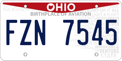 OH license plate FZN7545