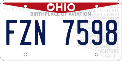 OH license plate FZN7598