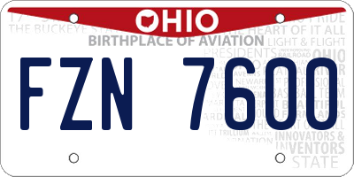 OH license plate FZN7600
