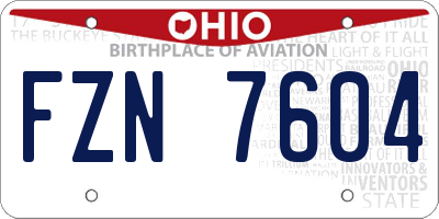 OH license plate FZN7604