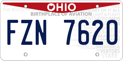 OH license plate FZN7620