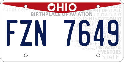 OH license plate FZN7649