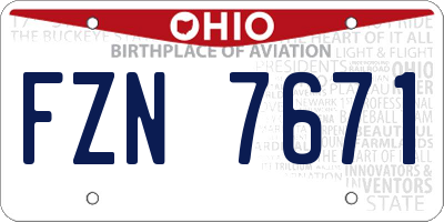 OH license plate FZN7671