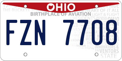 OH license plate FZN7708