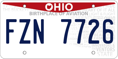 OH license plate FZN7726