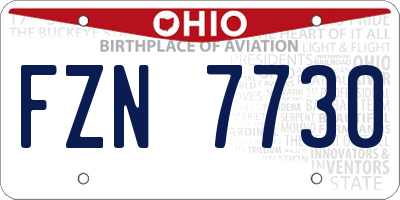 OH license plate FZN7730